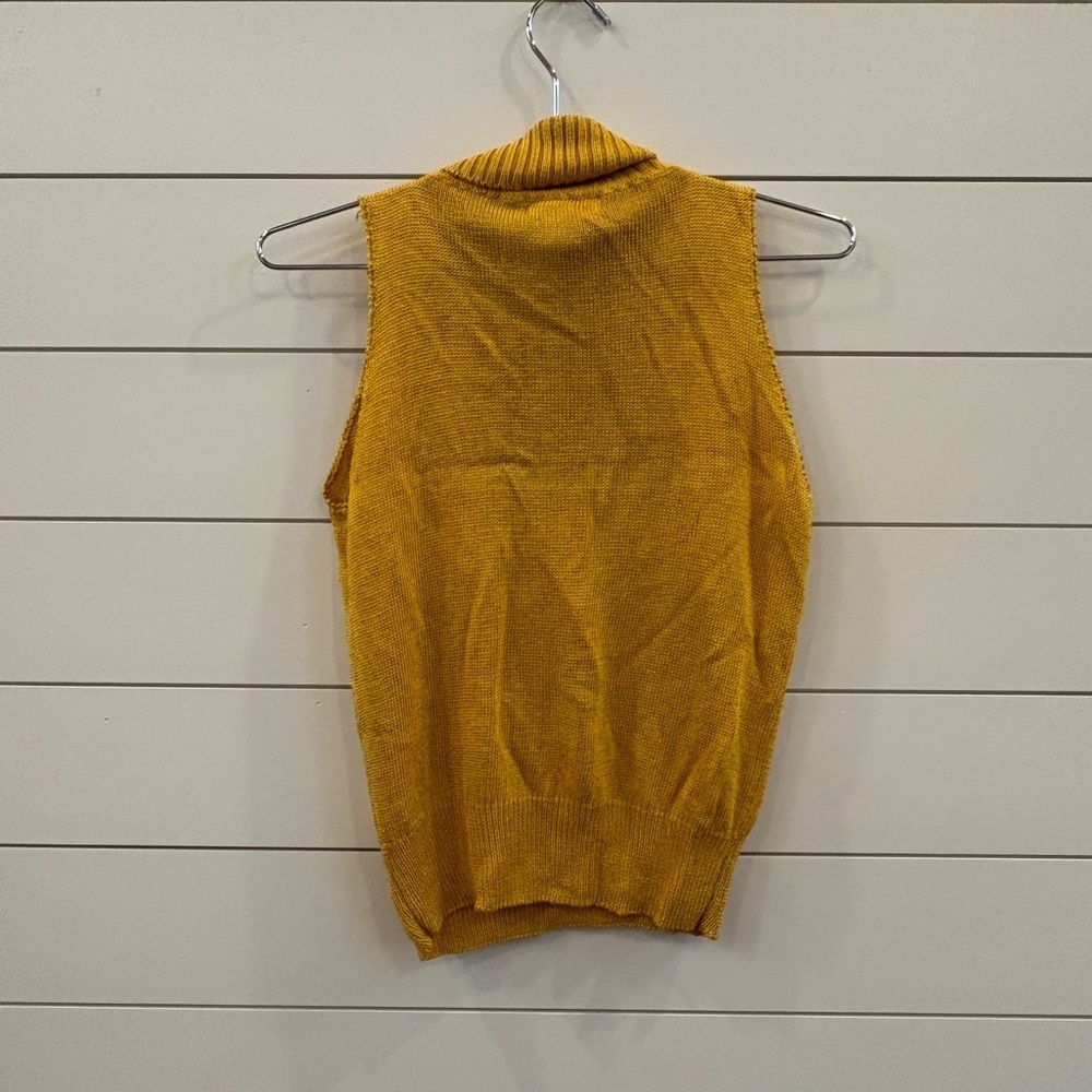 Vintage Christian Dior Mustard Sleeveless Turtleneck Sweater - Picture 2 of 5